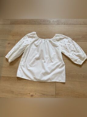 White Long Sleeve Eyelet Oversized 100% Cotton Top A New Day